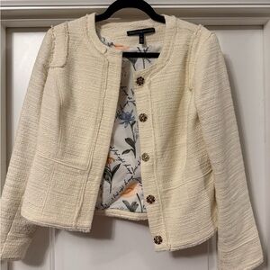 White House Black Market Textured Cream Blazer